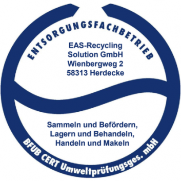Entsorgungsfachbetrieb Zertifikat der EAS-Recycling Solution GmbH